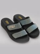 Silver and Wine Embellished Slippers