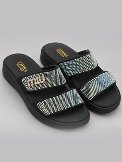 Silver and Wine Embellished Slippers