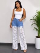 Blue and White Lace Jeans